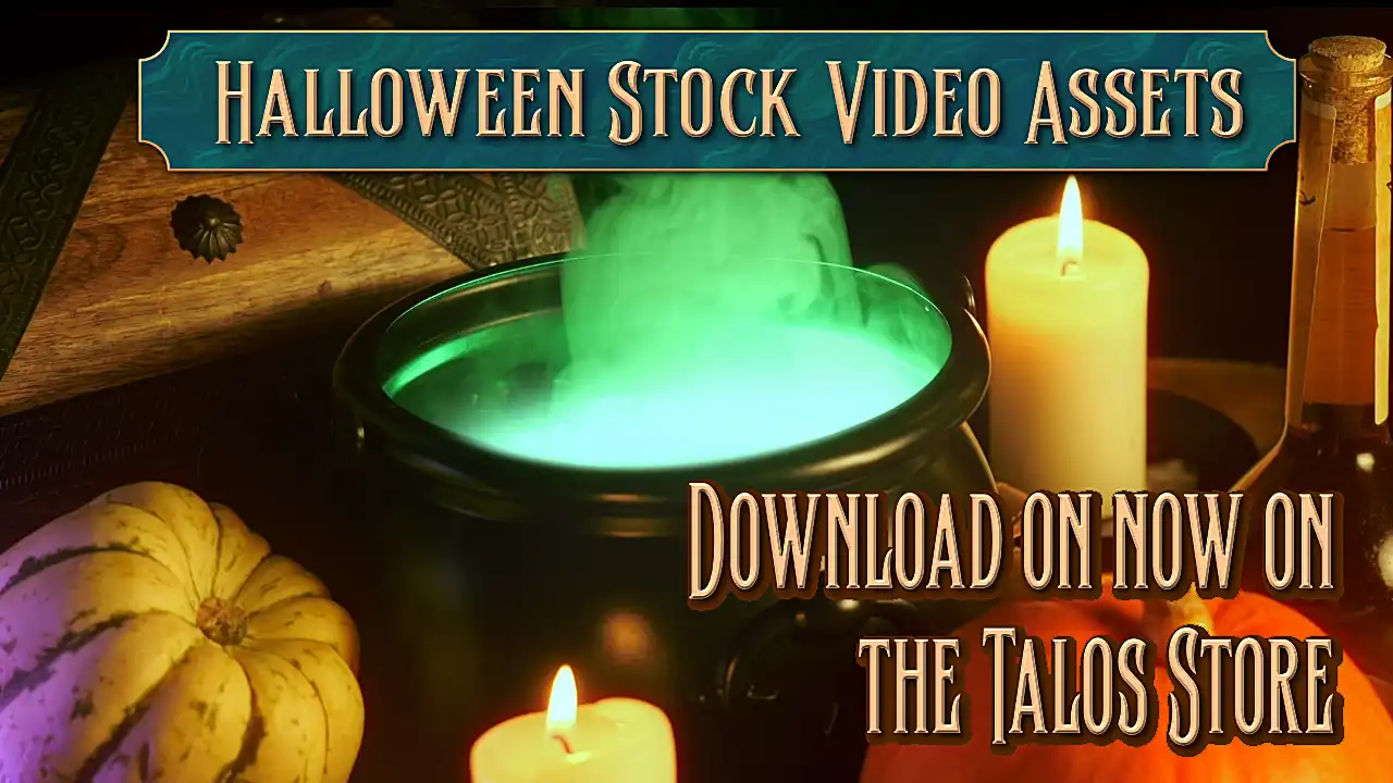 Arcana: Stock Video for Halloween, Smoking Cauldron and pumpkins